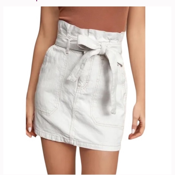 Free People Dresses & Skirts - Free People Splendor in the Grass Oatmeal Denim Bow Detail Tie Mini size 6